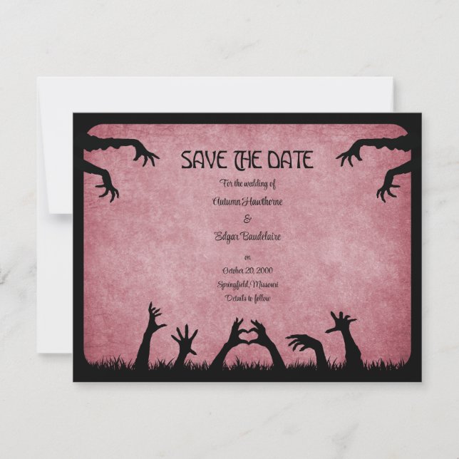 Zombie Horror Halloween Hochzeit Save The Date (Vorderseite)