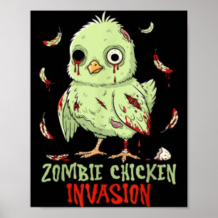 Zombie-Hühner-Invasion süßes untotes Küken  Poster
