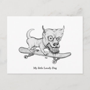 Zombie Hund , mein kleiner Lieber Hund auf Skatebo Postkarte