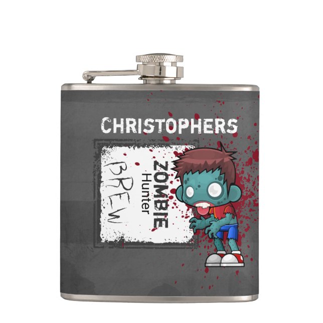 Zombie Hunter Brew Creepy Cool Personalisiert Flachmann (Vorderseite)