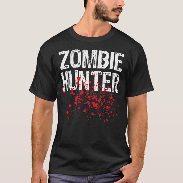 Zombie Hunter Halloween Kostüm Lazy Easy T-Shirt (Vorderseite)