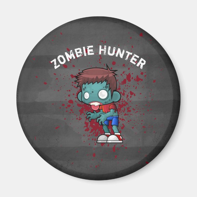 Zombie Hunter mit Spritzer Creepy Cool Magnet (Vorne)