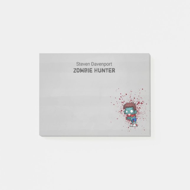 Zombie Hunter mit Spritzer Creepy Cool Post-it Klebezettel (Vorderseite)
