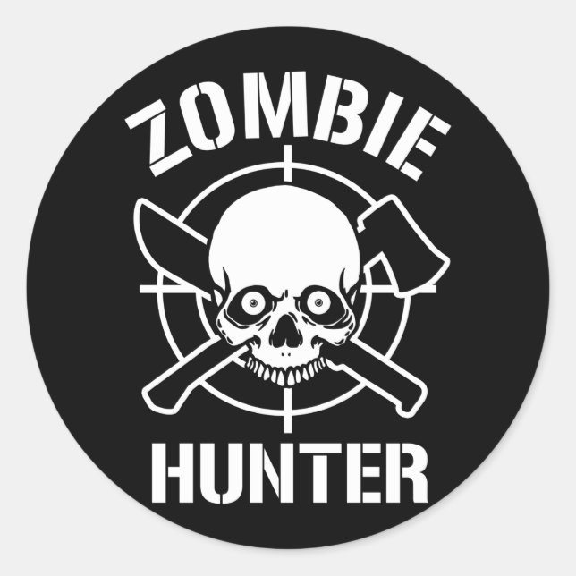 Zombie Hunter Runder Aufkleber (Vorderseite)