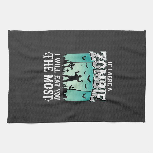Zombie ich werde dich essen Halloween-Design_1 Geschirrtuch (Horizontal)
