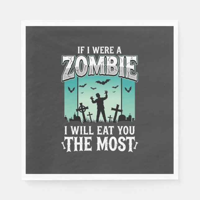 Zombie ich werde dich essen Halloween-Design_1 Serviette (Vorderseite)