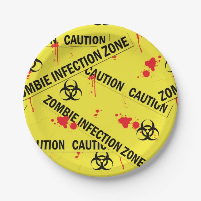 Zombie-Infektionszone Vorsicht Tape Blood erhalten Pappteller (Vorderseite)