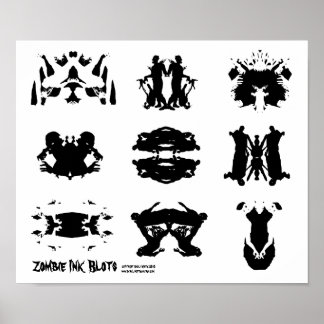 Zombie Ink Blot Rorschach Dunkle Psychologie Kunst Poster