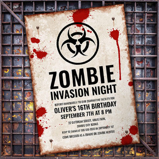 Zombie-Invasion mit Blutflecken und rostigem Zeich Einladung