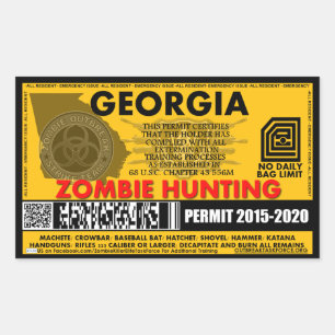 Zombie-Jagd-Erlaubnis Georgia Rechteckiger Aufkleber
