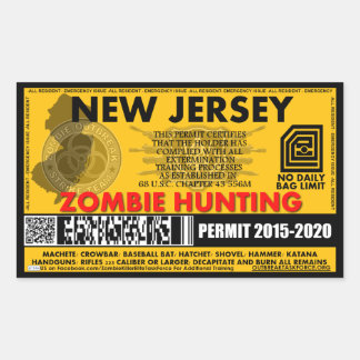 Zombie Jagdgenehmigung New Jersey Rechteckiger Aufkleber