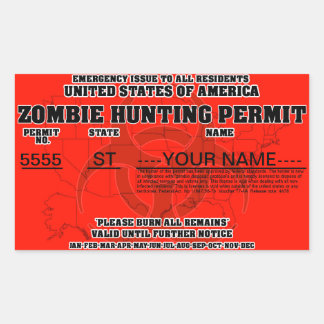 Zombie-Jagdschein Rechteckiger Aufkleber
