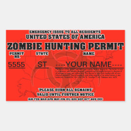 Zombie-Jagdschein Rechteckiger Aufkleber