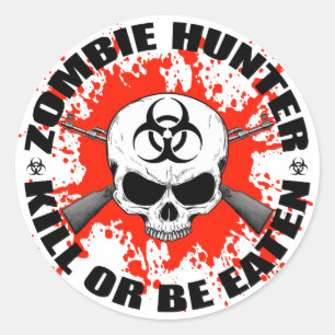 Zombie-Jäger 1 Runder Aufkleber