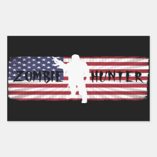 ZOMBIE JÄGER AMERIKANISCHE FLAGGE RECHTECKIGER AUFKLEBER
