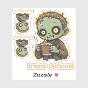 Zombie-Kaffee mit optionalem Hirn - Lustig und süß Aufkleber
