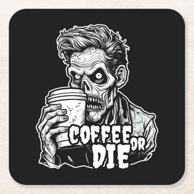 Zombie-Kaffee oder die Rechteckiger Pappuntersetzer (Vorderseite)