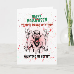Zombie Karaoke Night – Funny Halloween Party Karte