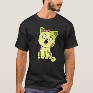 Zombie-Katze Halloween Miauen Süßes Monster Grafik T-Shirt