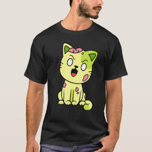 Zombie-Katze Halloween Miauen Süßes Monster Grafik T-Shirt