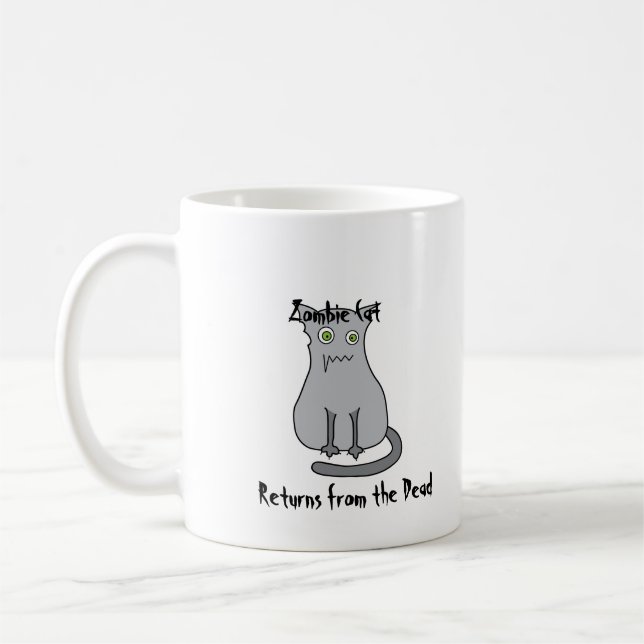 Zombie-Katzen-Grau Kaffeetasse (Links)