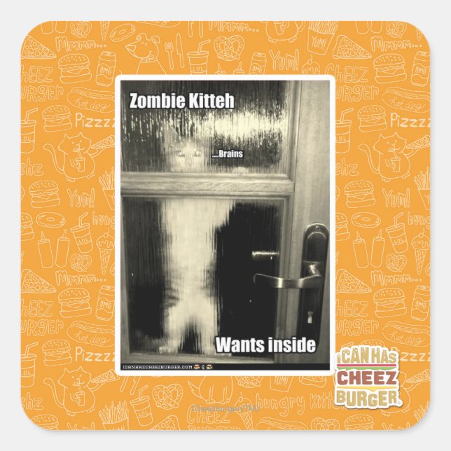 Zombie Kitteh Quadratischer Aufkleber (Vorderseite)