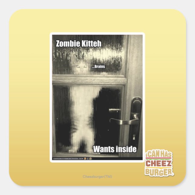 Zombie Kitteh Quadratischer Aufkleber (Vorderseite)