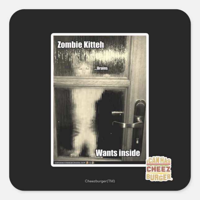 Zombie Kitteh Quadratischer Aufkleber (Vorderseite)