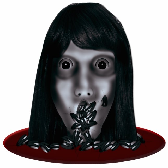 Zombie Kopf auf einem Platter Bugs Halloween Prop Freistehende Fotoskulptur (Vorne)