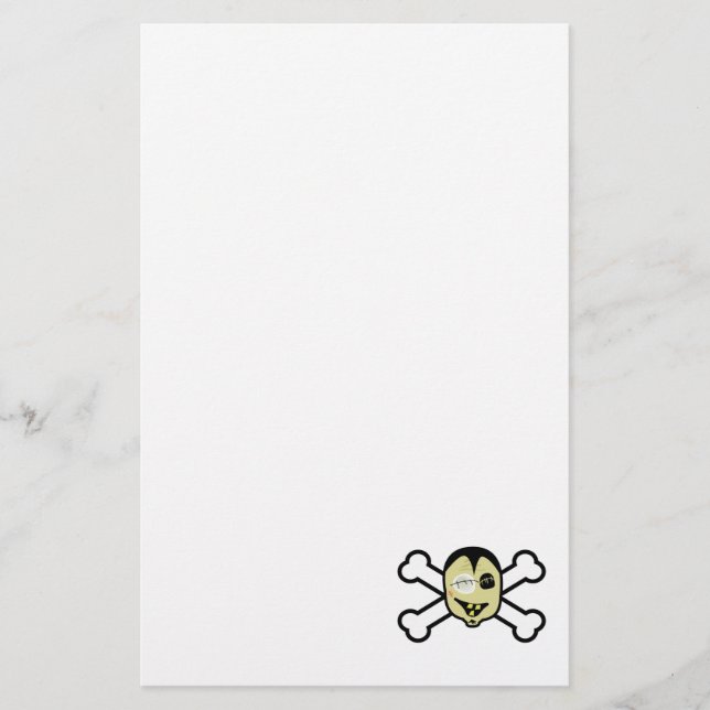 Zombie Kopf und Kreuz Briefpapier (Vorderseite)