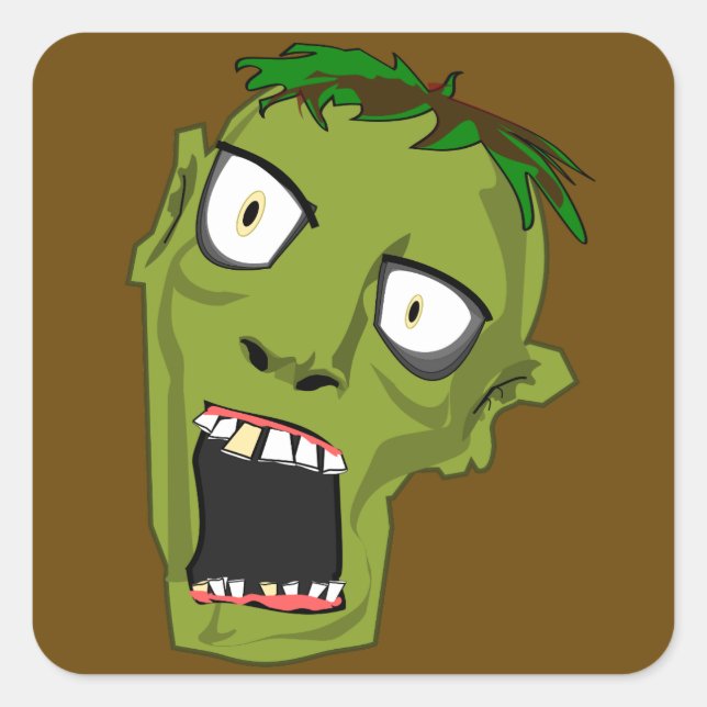 Zombie-Kopfaufkleber Quadratischer Aufkleber (Vorderseite)