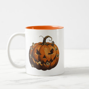 Zombie-Kürbis Gruseliger Untoter Halloween Zweifarbige Tasse