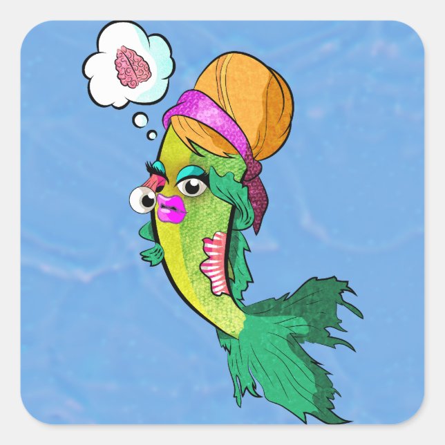 Zombie Lady Fish Quadratischer Aufkleber (Vorderseite)