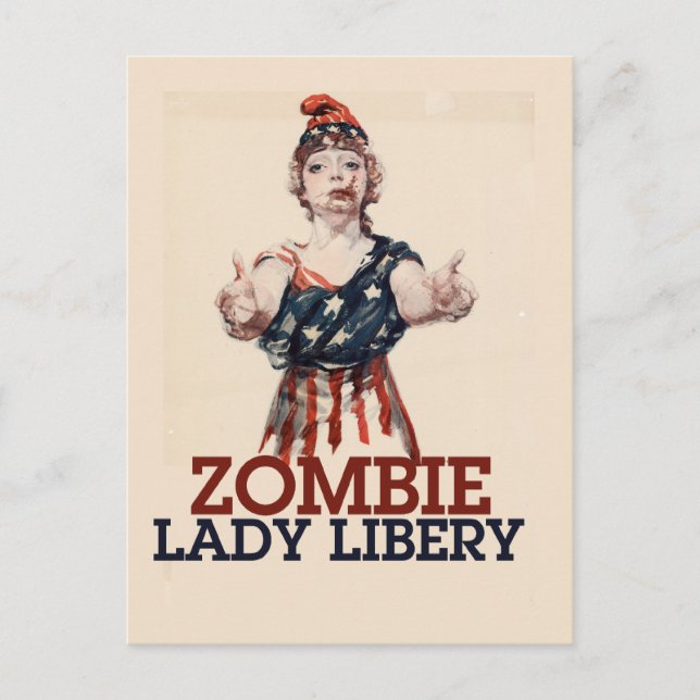 Zombie Lady Liberty Postkarte (Vorderseite)