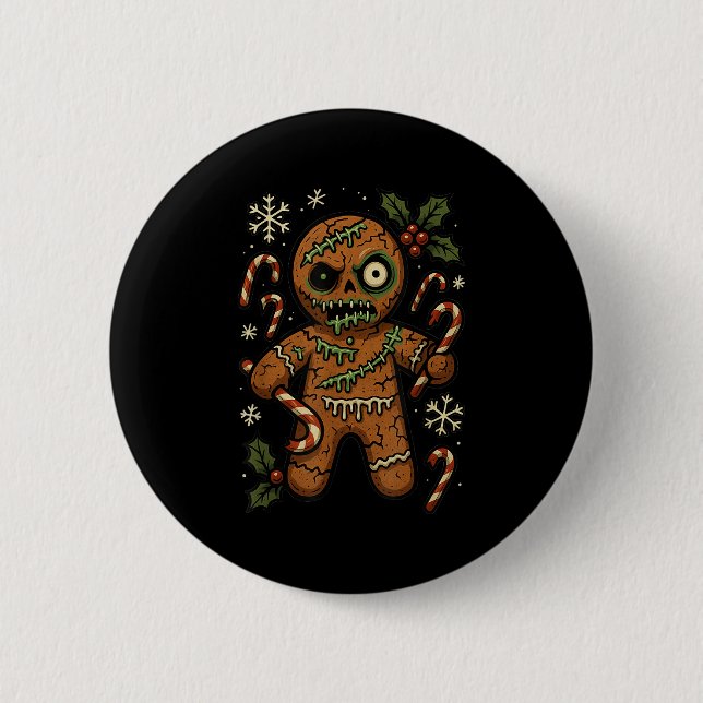 Zombie Lebkuchenmann Weihnachten Zombie  Button (Vorderseite)