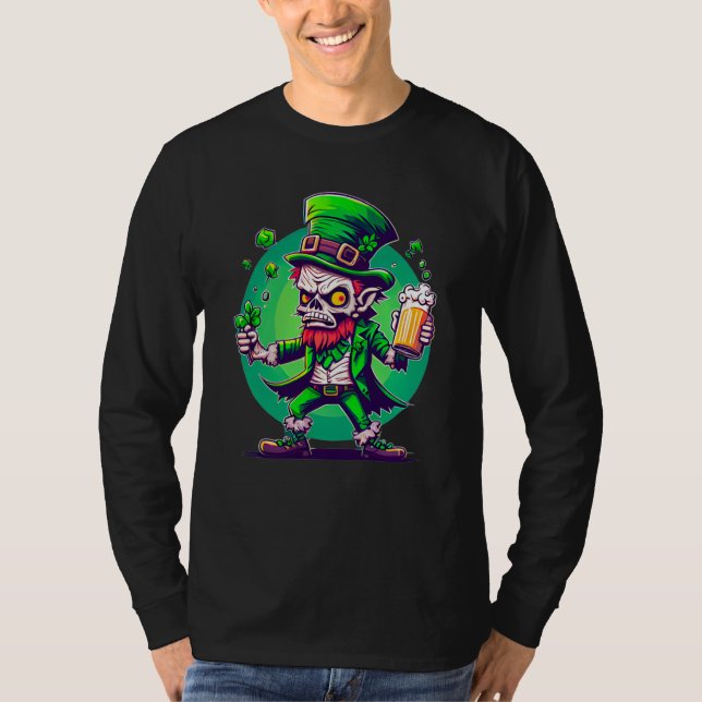 Zombie Leprechaun Irish St Paddy's Beer  3 T-Shirt (Vorderseite)