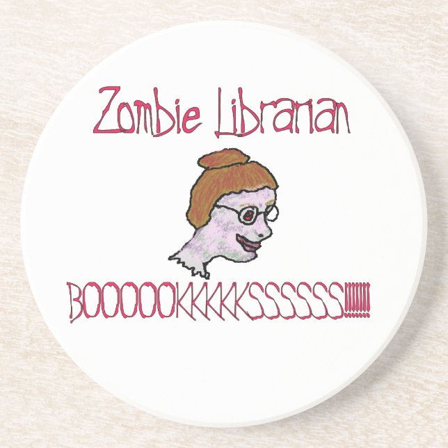 Zombie Librarian Sandstein Untersetzer (Vorne)