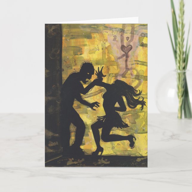 Zombie Liebe Dunkle Silhouette Grußkarte Karte (Vorderseite)