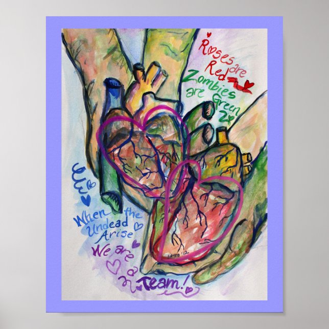 Zombie Liebe Gedicht Malerei Art Druckposter Poster (Vorne)