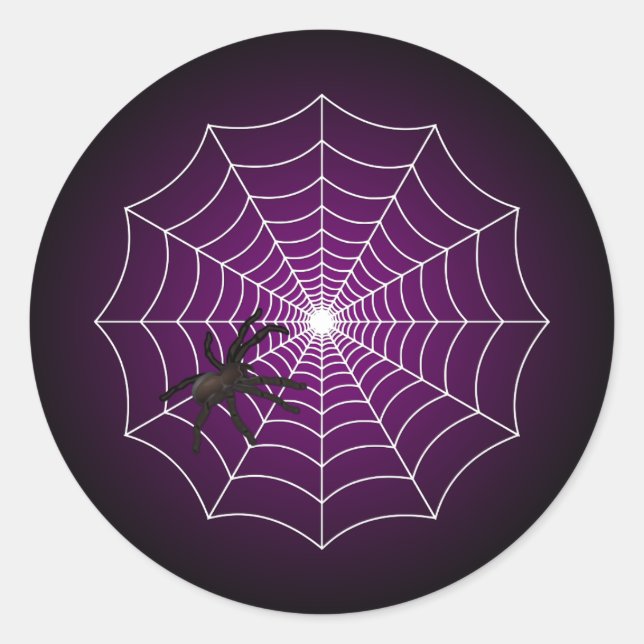 Zombie Lila Spider Web auf Black Runder Aufkleber (Vorderseite)
