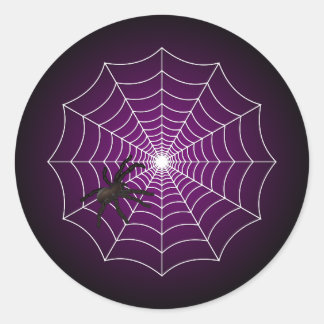 Zombie Lila Spider Web auf Black Runder Aufkleber