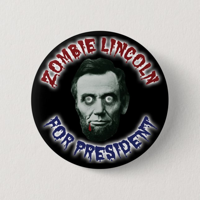 Zombie Lincoln für den Präsidenten - Funny Electio Button (Vorderseite)