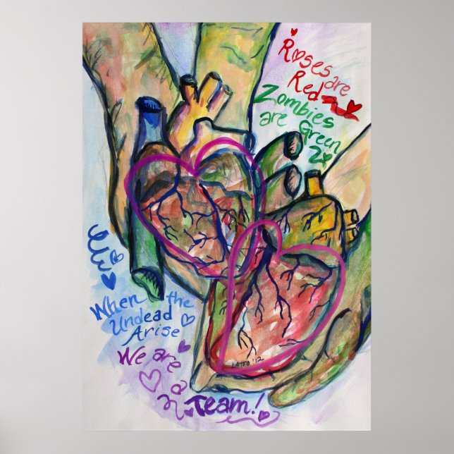 Zombie Love Poem Art Peinture Imprimantes Poster (Devant)