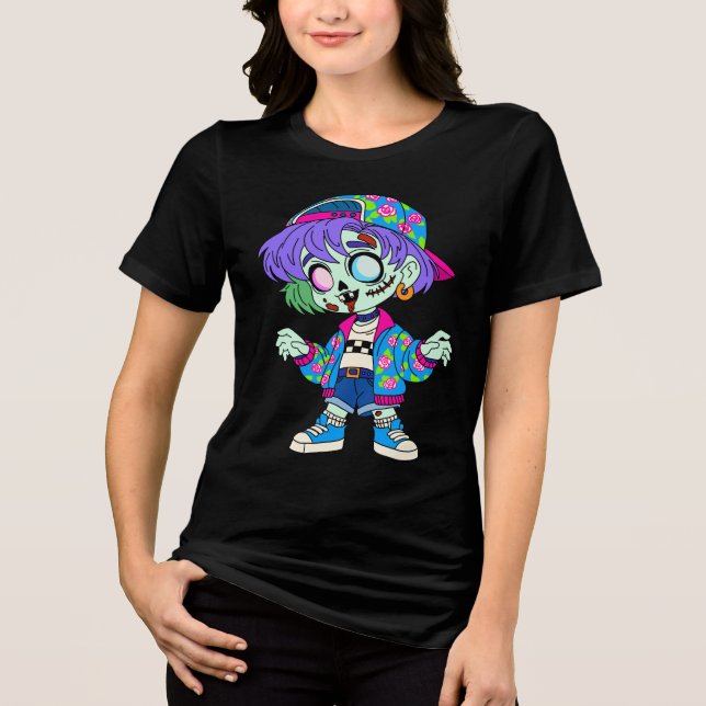 Zombie-Mädchen der 90er Tri-Blend Shirt (Vorderseite)