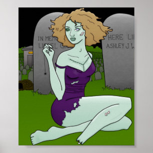 Zombie-Mädchen-Druck Poster