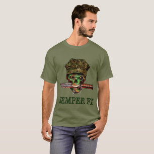 Zombie Marine Dagger, Semper Fi, Customizing, T-Shirt