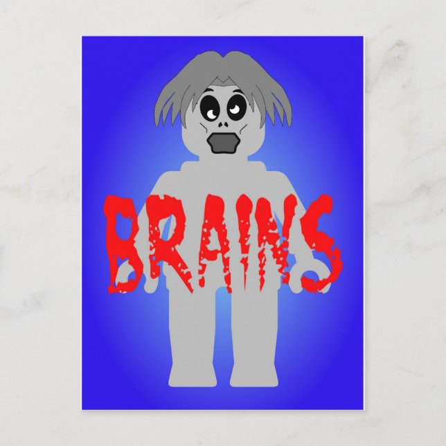 Zombie Minifig 'Brains' Postkarte (Vorderseite)