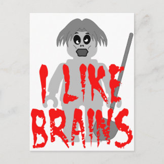 Zombie Minifig "I Like Brains" Postkarte