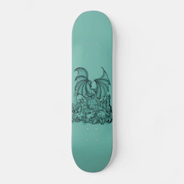 Zombie mit Drache Skateboard (Vorderseite)
