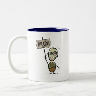 Zombie mit Gehirn-Zeichen Zwei-Ton Tasse